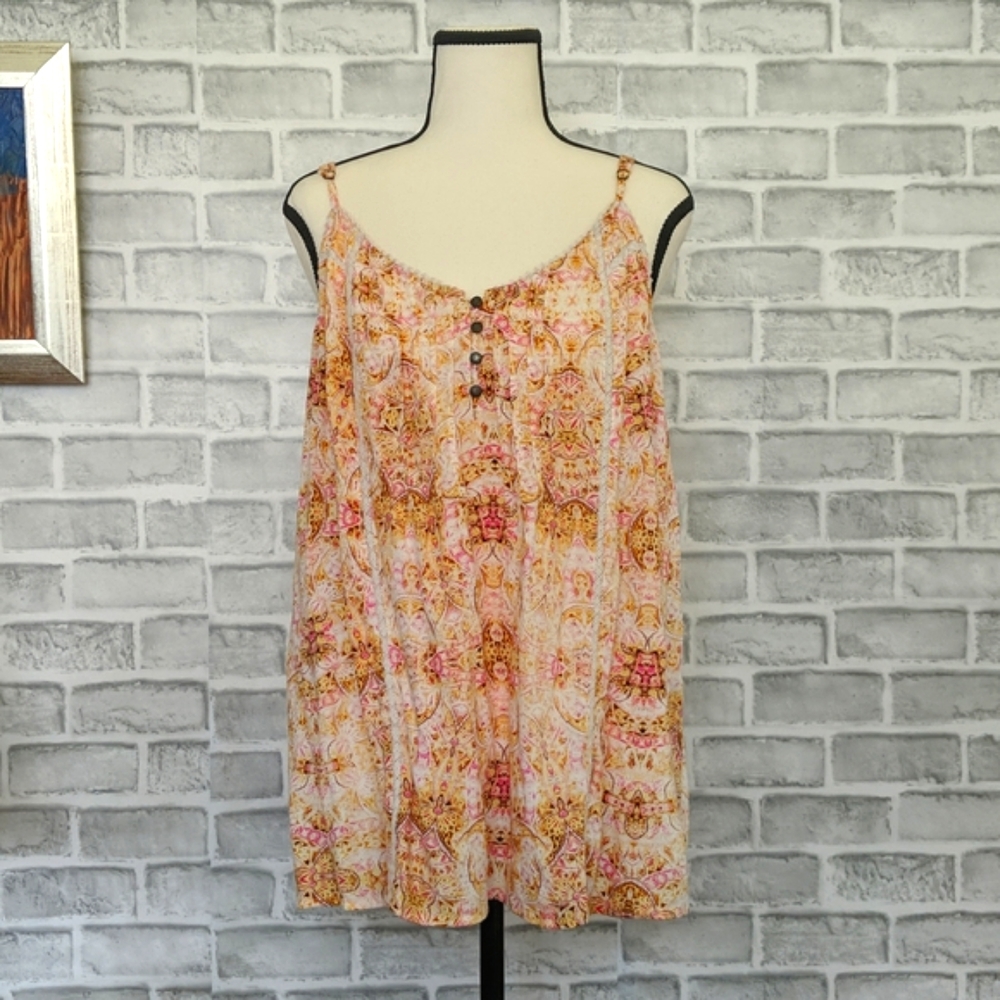 Sonoma Women's Boho Style Button Tank Top Size Large
